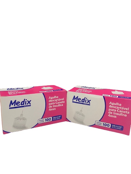 2 Caixas De Agulhas para Caneta de Insulina 4mm x 32G (Ultra Fina) 200 Unidades - Medix