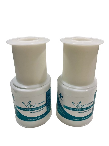 Kit C/2 Fitas Micropore Branca 5cm x 10 Metros - Vital