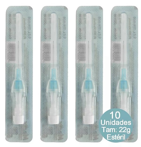 Kit C/10 Unidades De Cateter Periférico IV 22G Azul - Descarpack
