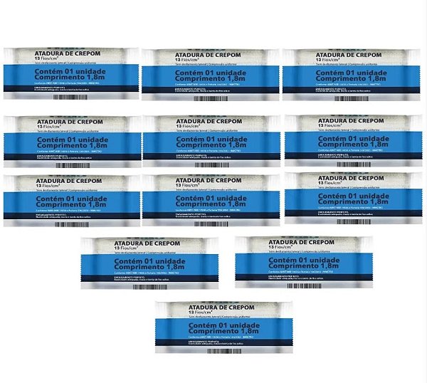 Atadura de Crepom 10cm x 1,8m 13 fios Pacote C/12 Unidades - Neve