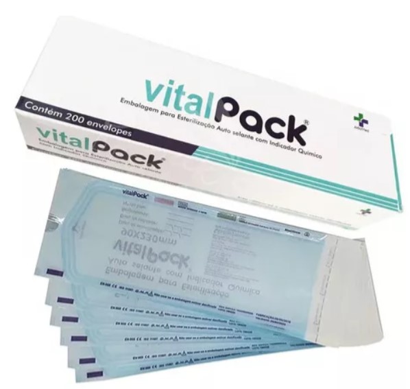 Envelope Para Autoclave Auto Selante 07cm x 23cm Caixa C/200 Un - Vital Pack