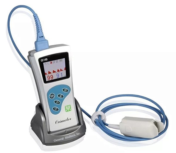 Oxímetro de Pulso Adulto G1B Com Curva Bateria Recarregável + Carregador - General Meditech