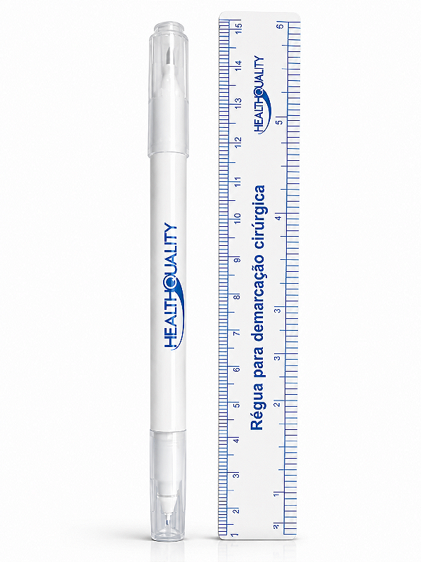 Caneta Para Marcação Cirúrgica (Roxa) Ponta Dupla 0,4 mm e 0,9 mm Com Régua - Health Quality