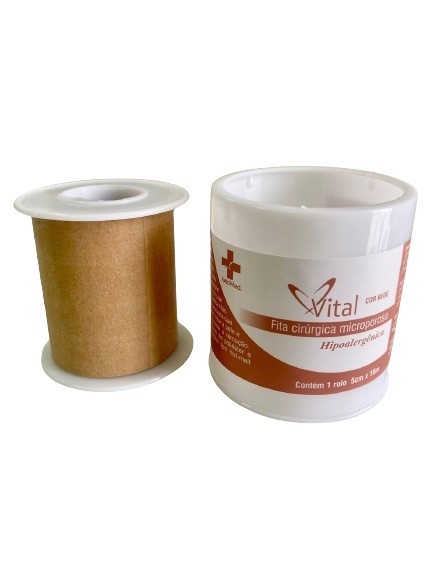 Fita Micropore Bege 5cm x 10 Metros - Vital