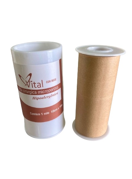 Fita Micropore Bege 10cm x 10 Metros - Vital