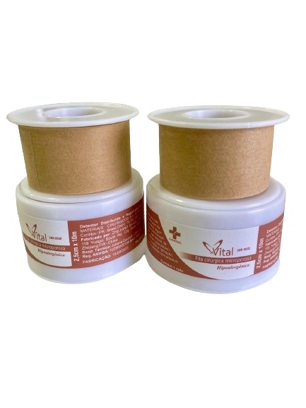 Kit C/2 Fitas Micropore Bege 2,5cm x 10 Metros - Vital