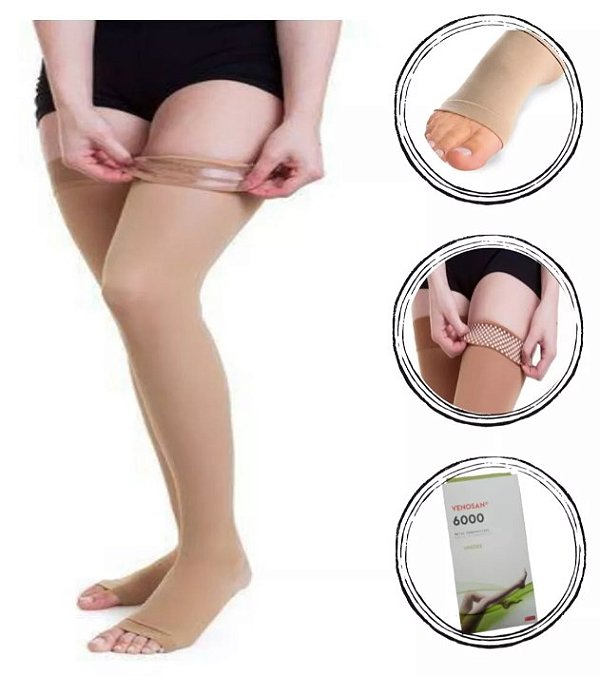 Meia 7/8 Média Compressão 20-30mmhg 6000 Unissex Pont.Aberta Tam: G - Venosan