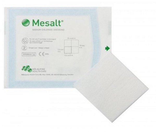 Curativo Não Aderente Com Cloreto de Sódio Mesalt 7,5 cm x 7,5 cm Unidade - Molnlycke