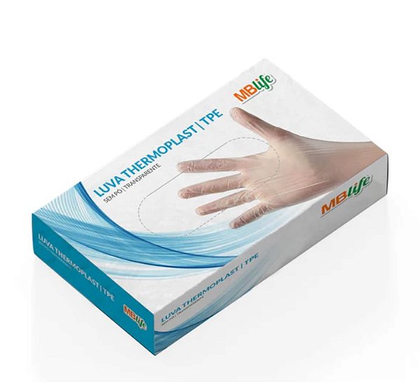 Luva TPE Thermoplast Tam: (M) Caixa C/100 Unidades - MBlife