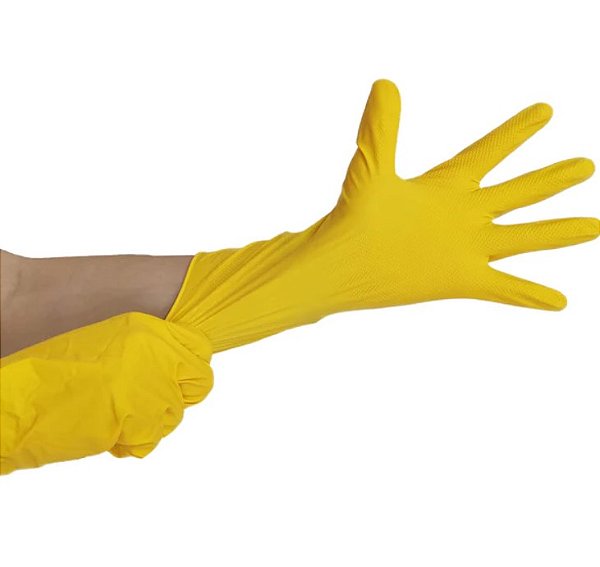 Luva de Látex Multiuso Amarela para Limpeza 01 Par Tamanho (G) - MBlife