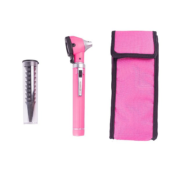 Otoscópio Fibra Óptica Colors Rosa C/10 Espéculos - Medicate