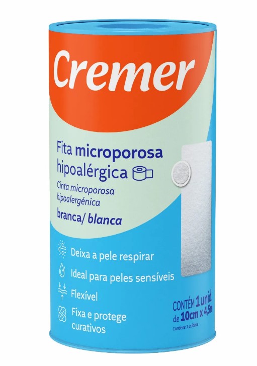 Fita Microporosa Branca Hipoalérgica 10cm X 4,5M - Cremer