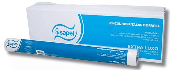 Lençol Descartável Hospitalar Maca Extra Luxo 70x50cm Caixa C/06 Rolos - Isapel