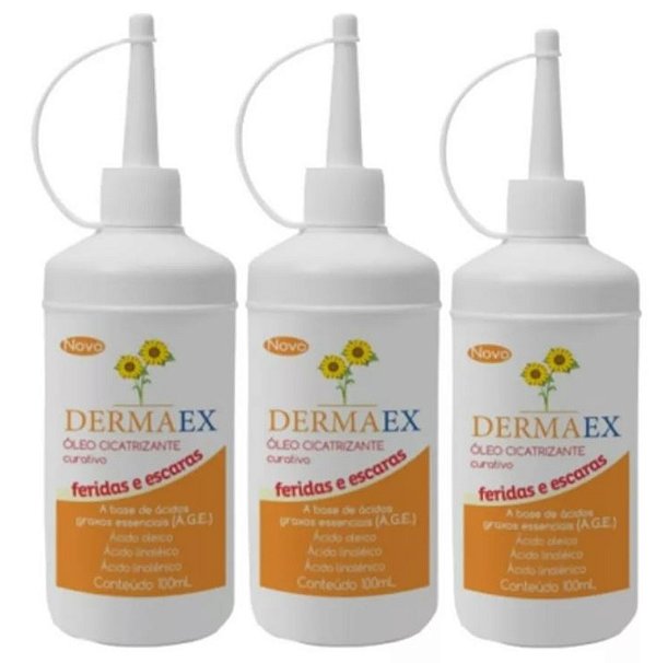 Kit C/3 Unidades de Dermaex 100ml Óleo De Girassol Cicatrizante - Nutriex