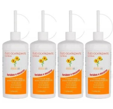 Kit C/4 Unidades de Dermaex 100ml Óleo De Girassol Cicatrizante - Nutriex