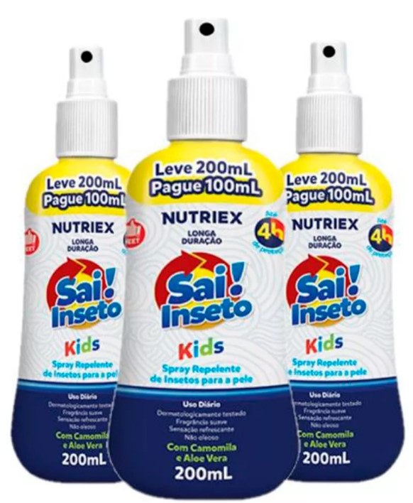 Kit C/3 Repelentes Kids Sai! Inseto (Longa Duração) 200ml - Nutriex
