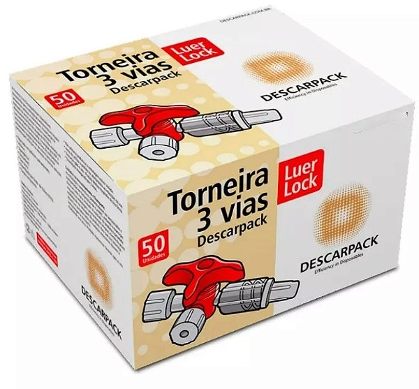 Torneirinha 3 Vias Luer Lock Caixa C/50 Unidades - Descarpack