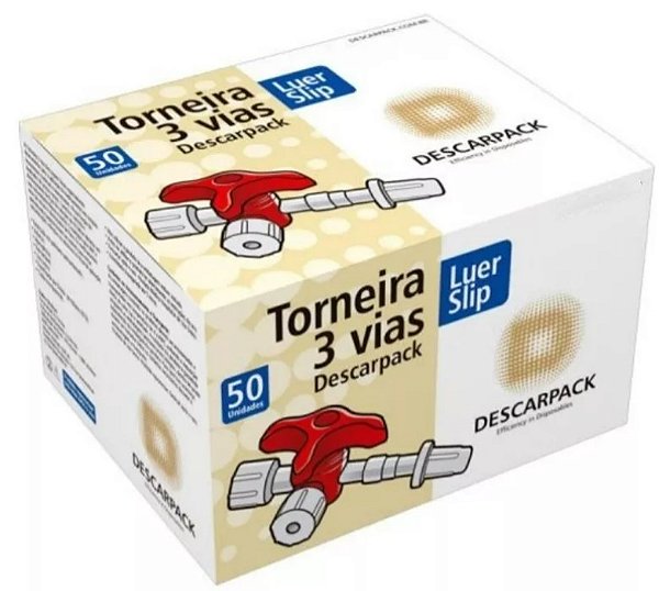 Torneirinha 3 Vias Luer Slip Caixa C/50 Unidades - Descarpack