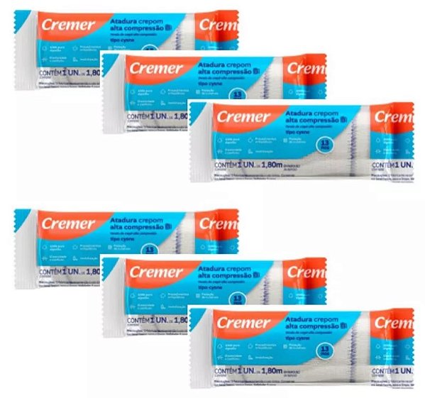 Atadura de Crepom Tipo Cysne 10cm x 1,8m 13 Fios Pacote C/6 Unidades - Cremer