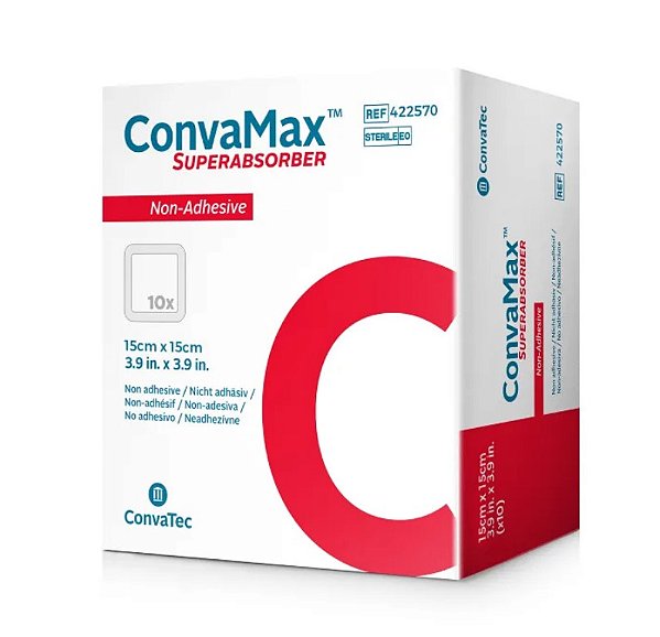 Curativo Super Absorvente 15x15cm Não Adesivo ConvaMax Caixa C/10 Unidades - Convatec