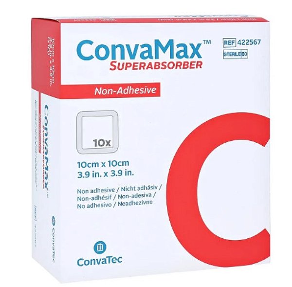 Caixa C/10 Unidades de Curativo Super Absorvente 10x10cm Não Adesivo ConvaMax - Convatec
