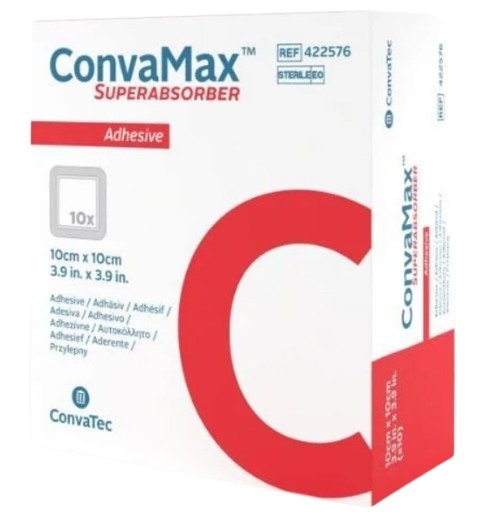 Curativo Super Absorvente 10x10cm Adesivo ConvaMax Caixa C/10 Unidades - Convatec