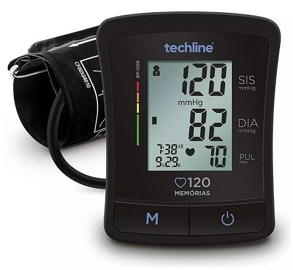 Monitor De Pressão Arterial De Braço Preto BP-1209 - Techline