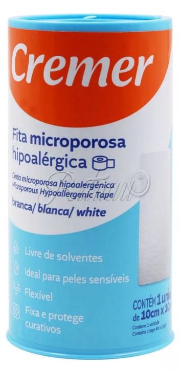 Fita Microporosa Branca Hipoalérgica 10cm X 10M - Cremer