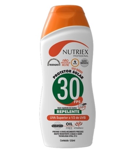 Protetor Solar FPS 30 1/3 UVA Com Repelente 120ml - Nutriex Profissional