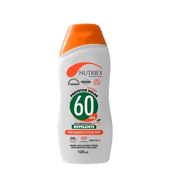 Protetor Solar FPS 60 1/3 UVA Com Repelente 120ml - Nutriex Profissional