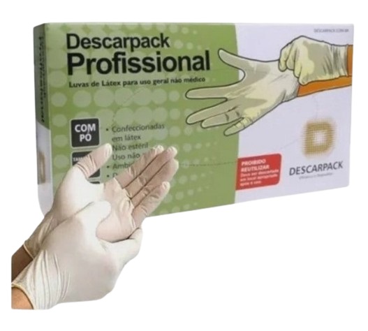 Luva de Látex Com Pó Profissional Tamanho PP Caixa C/100 Unidades - Descarpack