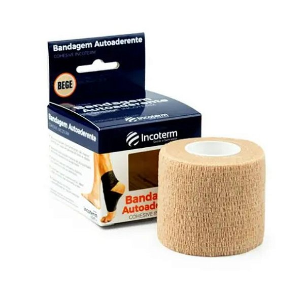 Bandagem Autoaderente Bege Cohesive 5cm X 4,5m - Incoterm