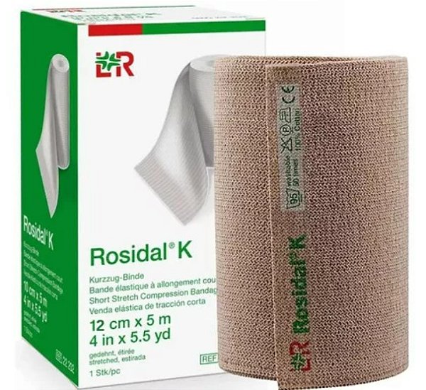 Bandagem Rosidal K 12cmx5m Curto Estiramento Alta Compressão Unidade - Lohmann & Rauscher