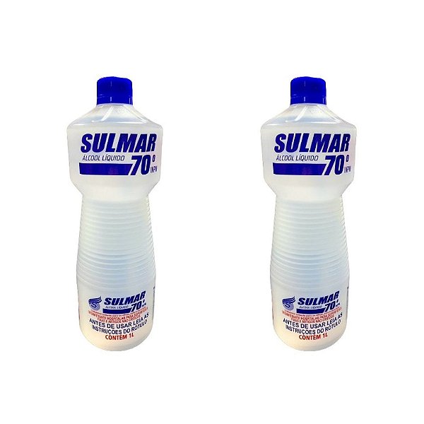 Kit C/2 Álcool Líquido 70% Desinfetante 1 Litro - Sulmar