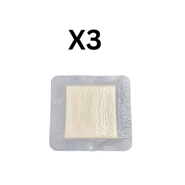 Kit C/3 Curativos de Espuma Absorvente com Silicone (Borda) 10cm x 10cm - Polar Fix