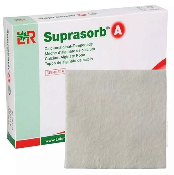 Curativo Suprasorb A Alginato de Cálcio 10cm x 10cm Caixa C/10 Unidades - Lohmann & Rauscher