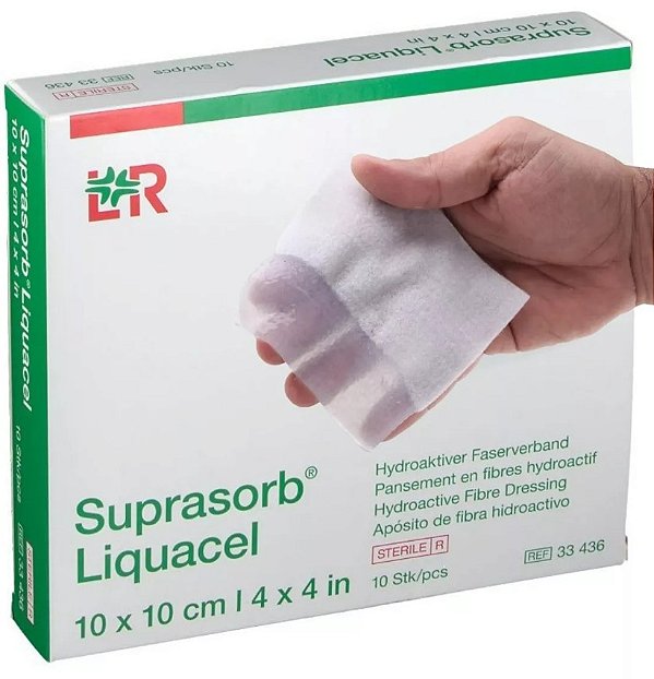 Curativo Suprasorb Liquacel Hidrofibra (Fibras Hidroativas) 10cm x 10cm Unidade - Lohmann & Rauscher