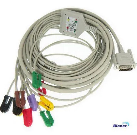 Cabo Paciente 10 Vias Tipo Garra para Eletrocardiógrafo (ECG) - Bionet
