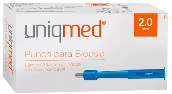 Punch Dermatológico Para Biópsia 2.0mm Caixa C/10 Unidades - Uniqmed