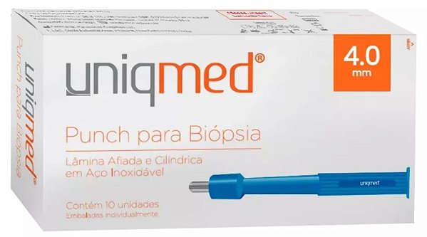 Punch Dermatológico Para Biópsia 4.0mm Caixa C/10 Unidades - Uniqmed
