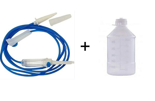 Kit C/10 Equipos Sem Filtro Nutrição Enteral + 10 Frascos Alimentação 300ml - Vital Gold e Nutrimed