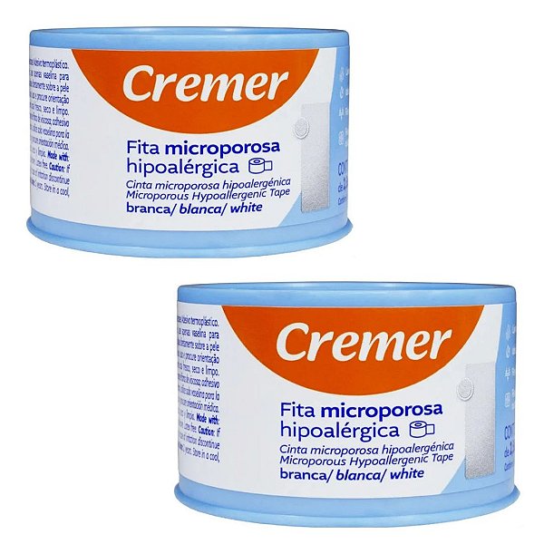Kit C/2 Fitas Microporosa Branca Hipoalérgica 2,5cm X 10M - Cremer