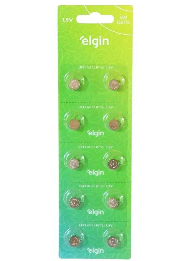 Bateria Alcalina de 1, 5v LR41 Cartela C/10 Unidades - Elgin