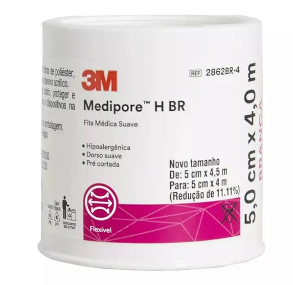 Fita Médica Suave Medipore 5cm x 4M Unidade - 3M