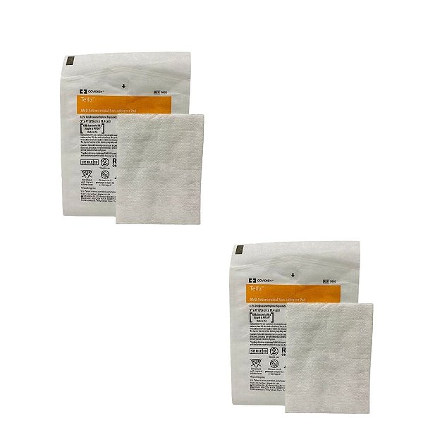 Kit C/2 Cobertura de Gaze Com PHMB (Antimicrobiana) Telfa 7,6 x 11,4cm - Covidien