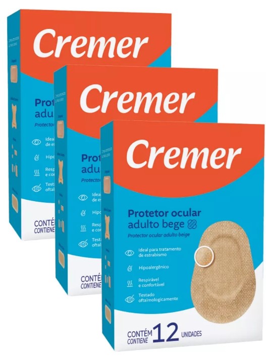 Kit C/3 Caixas de Protetor Ocular Adulto Bege C/ 12 Unidades Cada - Cremer