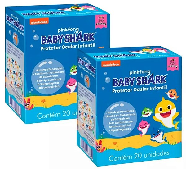 Kit C/ 2 Caixas de Protetor Ocular (Tampão) Infantil Baby Shark C/20 Unidades Cada - Cremer