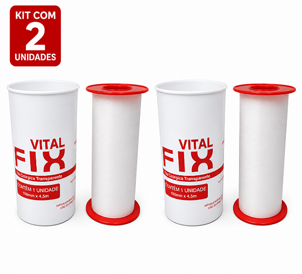 Kit C/2 Fitas Transpore 100mm x 4,5m Hipoalergênica Transparente - Vital Fix