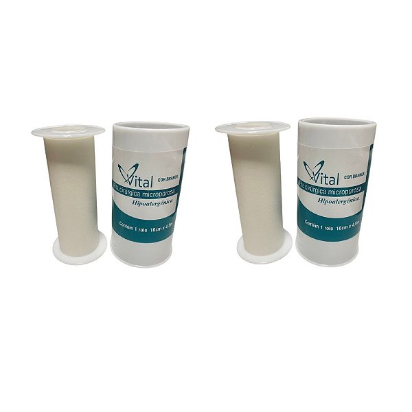 Kit C/2 Fitas Micropore Branca 10cm x 4,5 Metros - Vital