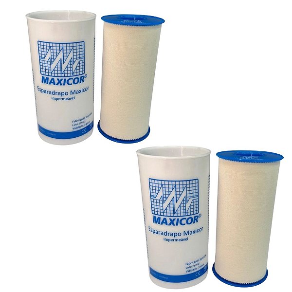 Kit C/2 Esparadrapos Impermeável Branco 10cm x 4,5m - Maxicor